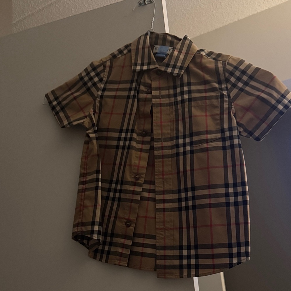 Burberry Kids Tan Plaid Button Down Shirt